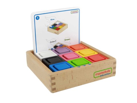 MASTERKIDZ Kubeczki I Klocki Kwadratowe Zabawka Drewniana Sorter Kolorów Montessori