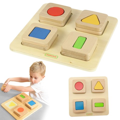 MASTERKIDZ Sensoryczny Sorter Drewniany Kształty i Kolory Montessori