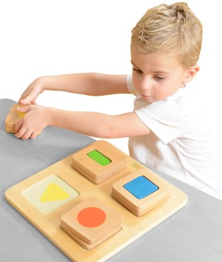 MASTERKIDZ Sensoryczny Sorter Drewniany Kształty i Kolory Montessori