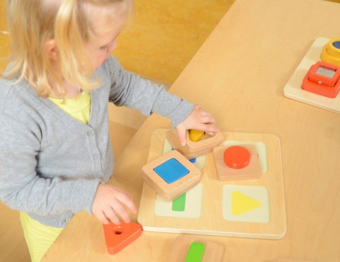 MASTERKIDZ Sensoryczny Sorter Drewniany Kształty i Kolory Montessori