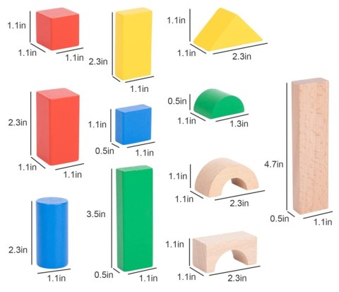 TOOKY TOY Drewniane Kolorowe Klocki Do Układania Figury Montessori