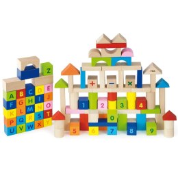 Viga Toys Klocki Drewniane Edukacyjne 100 elem. Cyferki Literki