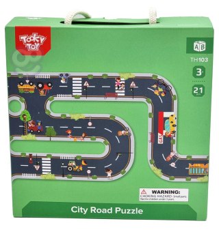 TOOKY TOY Droga Autostrada Puzzle + Pojazdy Samochody Znaki Drogowe