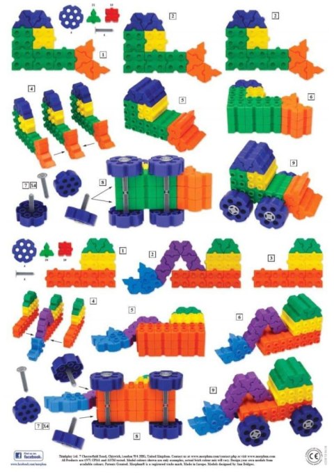 Morphun 12 Pojazdów 140 el. - Klocki konstrukcyjne