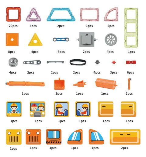 Klocki magnetyczne Magical Magnet Pojazdy Budowlane 6w1 98 el.