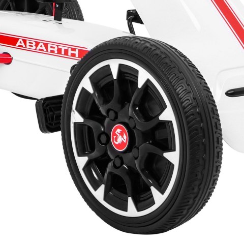 Gokart ABARTH na pedały dla dzieci Biały + Koła EVA + Hamulec ręczny + Wolny bieg