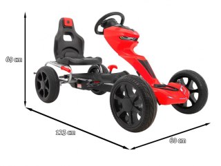 Gokart Grand Ride na pedały dla dzieci 3+ Czerwony + Koła EVA + Regulacja fotela + Hamulec ręczny