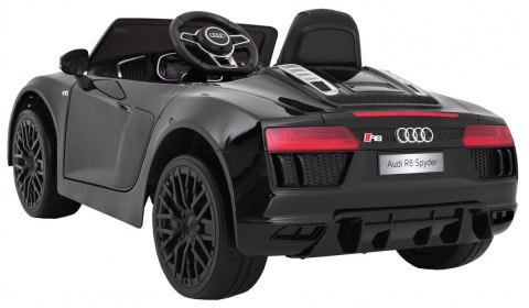 Audi R8 Spyder na akumulator Czarny + Pilot + EVA + Wolny Start + Radio MP3 + LED