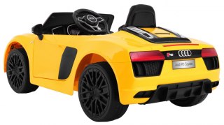 Audi R8 Spyder na akumulator Żółty + Pilot + EVA + Wolny Start + Radio MP3 + LED