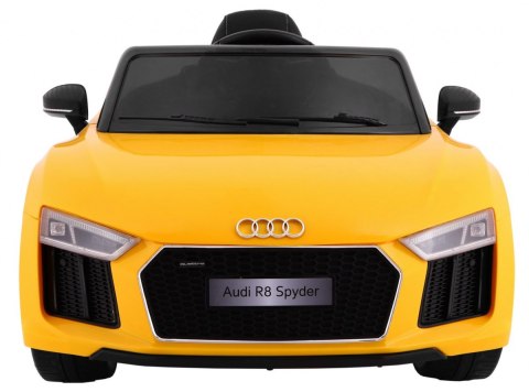 Audi R8 Spyder na akumulator Żółty + Pilot + EVA + Wolny Start + Radio MP3 + LED