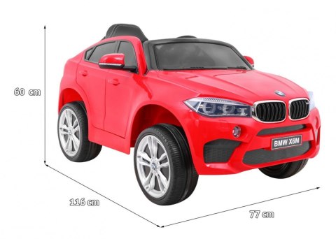 BMW X6M Elektryczne Autko dla dzieci Czerwony + Pilot + EVA + Wolny Start + Panel audio + LED