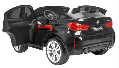 BMW X6M XXL dla 2 dzieci Czarny + Pilot + Ekoskóra + Pasy + Wolny Start + MP3 USB + LED