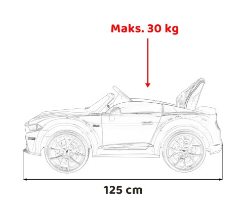 Autko Ford Mustang GT na akumulator dla dzieci Czerwony + Regulacja siedzenia + Audio LED + EVA + Wolny Start