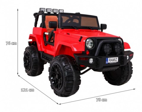 Auto na akumulator All Terrain dla dzieci Czerwony Terenówka typu jeep + Pilot + Światła Dźwięki