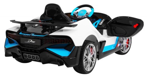 Bugatti Divo Autko na akumulator dla dzieci Biały + Pilot + EVA + Wolny Start + LED MP3