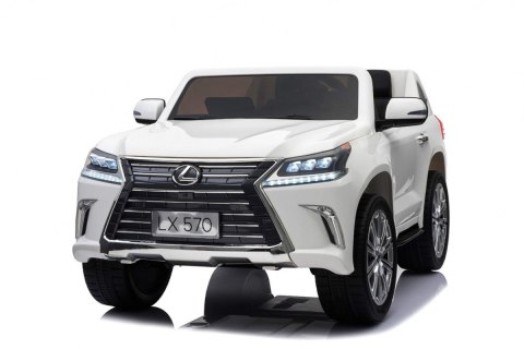 Lexus LX570 Autko 2-osobowe dla dzieci Biały + Pilot + Koła EVA + Radio MP3 + LED