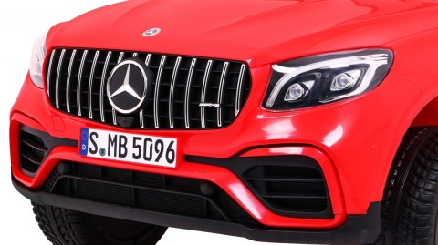 Auto Mercedes GLC 63S dla dzieci Czerwony + Napęd 4x4 + MP4 + LED + Ekoskóra + Wolny Start + EVA