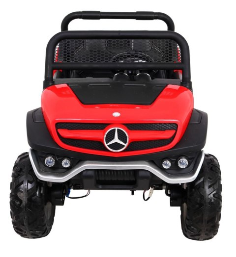 Mercedes Benz Unimog dla dzieci Czerwony + Napęd 4x4 + Pilot + Bagażnik + Wolny Start + MP3 LED