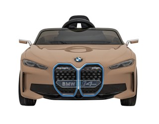 Autko BMW i4 na akumulator dla dzieci Złoty + Wolny Start + EVA + Ekoskóra + Audio LED + Pilot