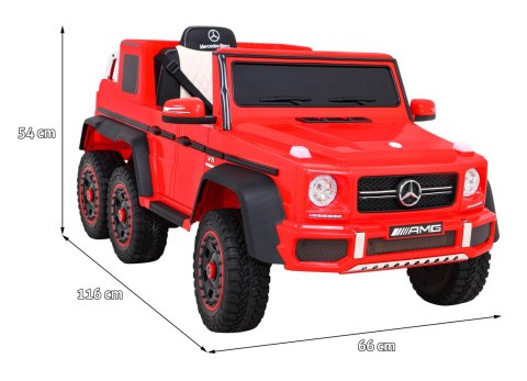 Mercedes G63 AMG Autko na akumulator Czerwony + Pilot + 6 kół EVA + Wolny Start + MP3 LED