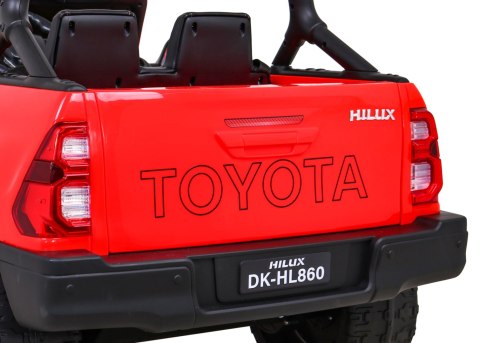 Toyota Hilux na akumulator dla dzieci Czerwony + Napęd 4x4 + Pilot + 2 bagażniki + Radio MP3 + LED