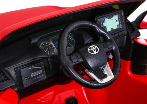 Toyota Hilux na akumulator dla dzieci Czerwony + Napęd 4x4 + Pilot + 2 bagażniki + Radio MP3 + LED