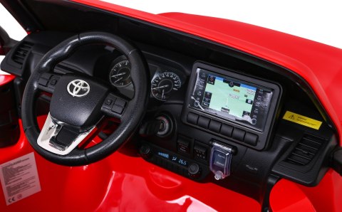 Toyota Hilux na akumulator dla dzieci Czerwony + Napęd 4x4 + Pilot + 2 bagażniki + Radio MP3 + LED