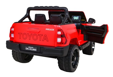 Toyota Hilux na akumulator dla dzieci Czerwony + Napęd 4x4 + Pilot + 2 bagażniki + Radio MP3 + LED