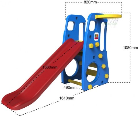 Zjeżdżalnia ogrodowa 3w1 Huśtawka Koszykówka dla dzieci Niebieski