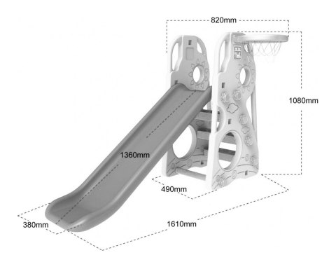 Zjeżdżalnia ogrodowa 3w1 Huśtawka Koszykówka dla dzieci Słońce