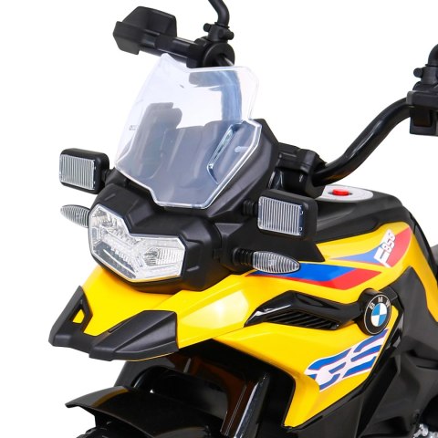 Motor BMW F850 GS na akumulator dla dzieci Żółty + Kółka pomocnicze + Audio LED + Wolny Start + EVA