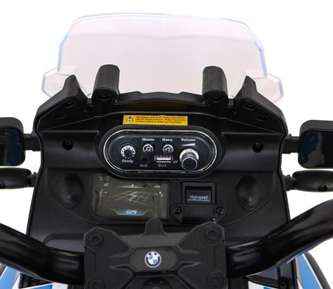 Motor Policyjny BMW F850 GS na akumulator dla dzieci + Kółka pomocnicze + Syrena + Światła + 2 Kufry + Wolny Start