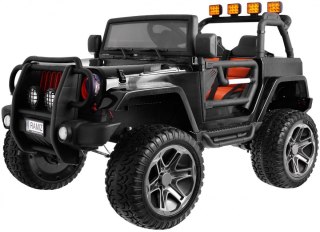 Auto terenowe typu jeep Monster 4x4 dla dzieci Czarny + Pilot + Regulacja siedzenia + Wolny Start + MP3 LED + Bagażnik + Plecak