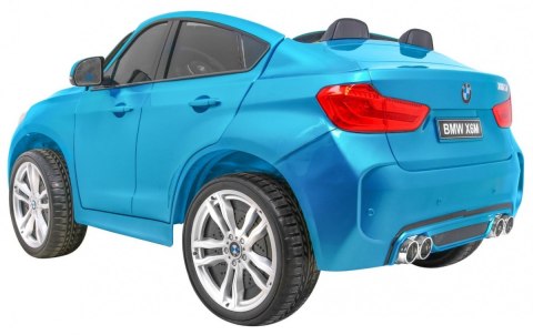 BMW X6M XXL dla 2 dzieci Lakier Niebieski + Pilot + Ekoskóra + Pasy + Wolny Start + MP3 + LED