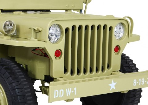 Autko Wojskowe Retro dla 3 dzieci Matcha + Napęd 4x4 + Schowki + EVA + Wolny Start + MP3 LED