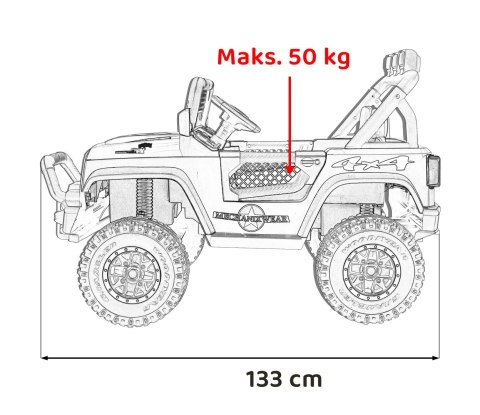 Autko terenowe Geoland Power dla 2 dzieci Czarny + Pilot + Silniki 2x200W + Bagażnik + Radio MP3 + LED