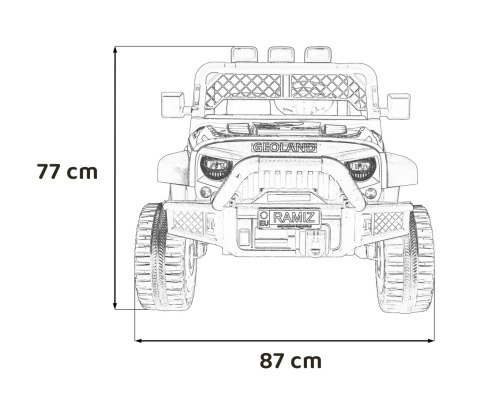 Autko terenowe Geoland Power dla 2 dzieci Czarny + Pilot + Silniki 2x200W + Bagażnik + Radio MP3 + LED