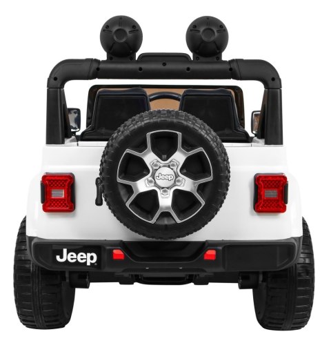 Jeep Wrangler Rubicon na akumulator dla dzieci Biały + Pilot + Radio MP3 LED + Koła EVA