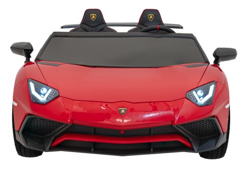 Lamborghini Aventador SV na akumulator dla 2 dzieci Czerwony + Silnik bezszczotkowy + Pompowane koła + Audio LED