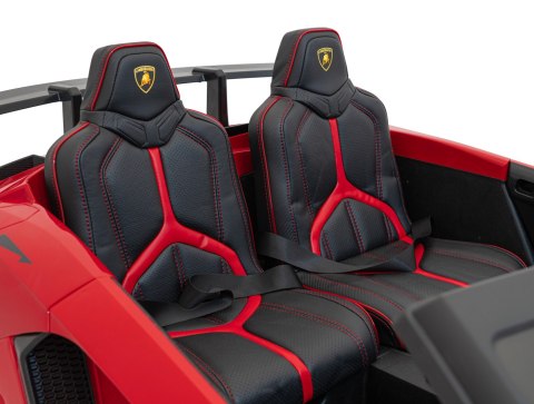 Lamborghini Aventador SV na akumulator dla 2 dzieci Czerwony + Silnik bezszczotkowy + Pompowane koła + Audio LED