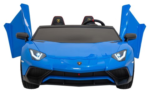 Lamborghini Aventador SV na akumulator dla 2 dzieci Niebieski + Silnik bezszczotkowy + Pompowane koła + Audio LED