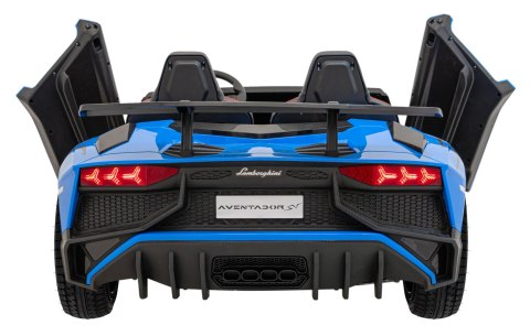 Lamborghini Aventador SV na akumulator dla 2 dzieci Niebieski + Silnik bezszczotkowy + Pompowane koła + Audio LED