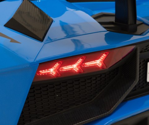 Lamborghini Aventador SV na akumulator dla 2 dzieci Niebieski + Silnik bezszczotkowy + Pompowane koła + Audio LED