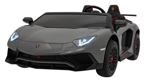 Lamborghini Aventador SV na akumulator dla 2 dzieci Szary + Silnik bezszczotkowy + Pompowane koła + Audio LED