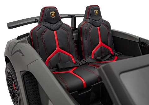 Lamborghini Aventador SV na akumulator dla 2 dzieci Szary + Silnik bezszczotkowy + Pompowane koła + Audio LED