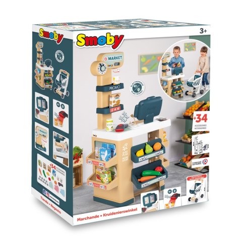 SMOBY Sklep Market z Wózkiem Elektroniczną Kasą ze Skanerem