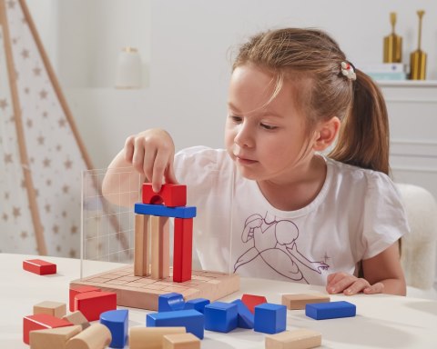 VIGA Drewniana Gra Budowanie Klocki 3D Montessori