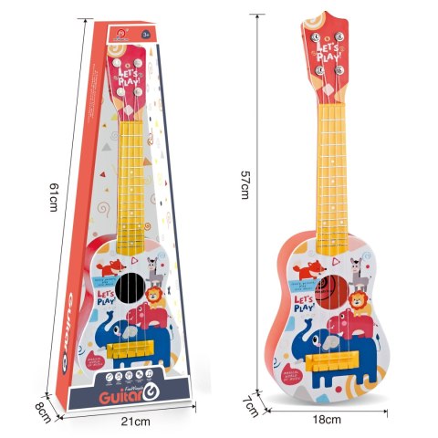 WOOPIE Gitara Klasyczna dla Dzieci Czerwona 57cm