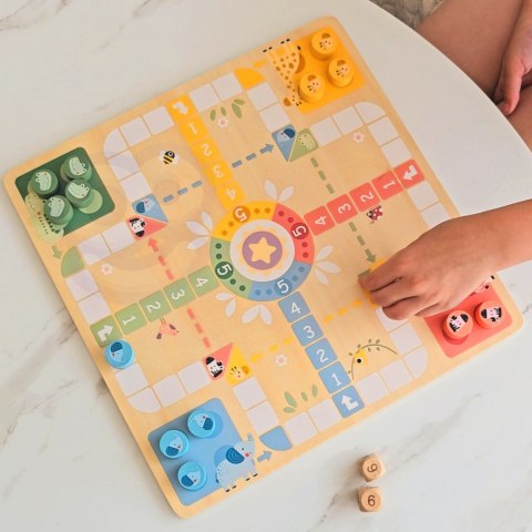 TOOKY TOY Gry Planszowe Logiczne 2w1 Ludo Chińczyk + Uwolnij Zwierzątka