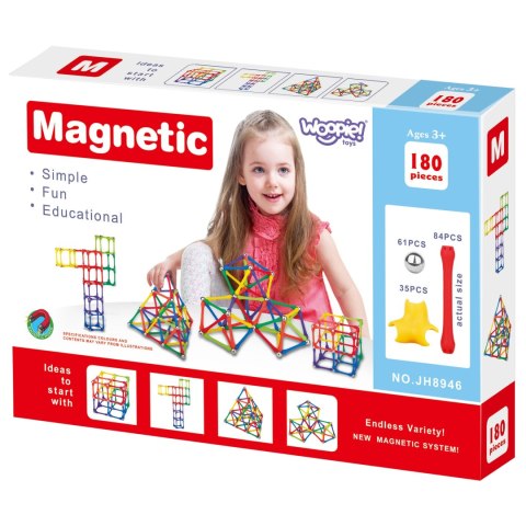 WOOPIE Magnetic Construction Blocks Creative Puzzle 180 pcs.